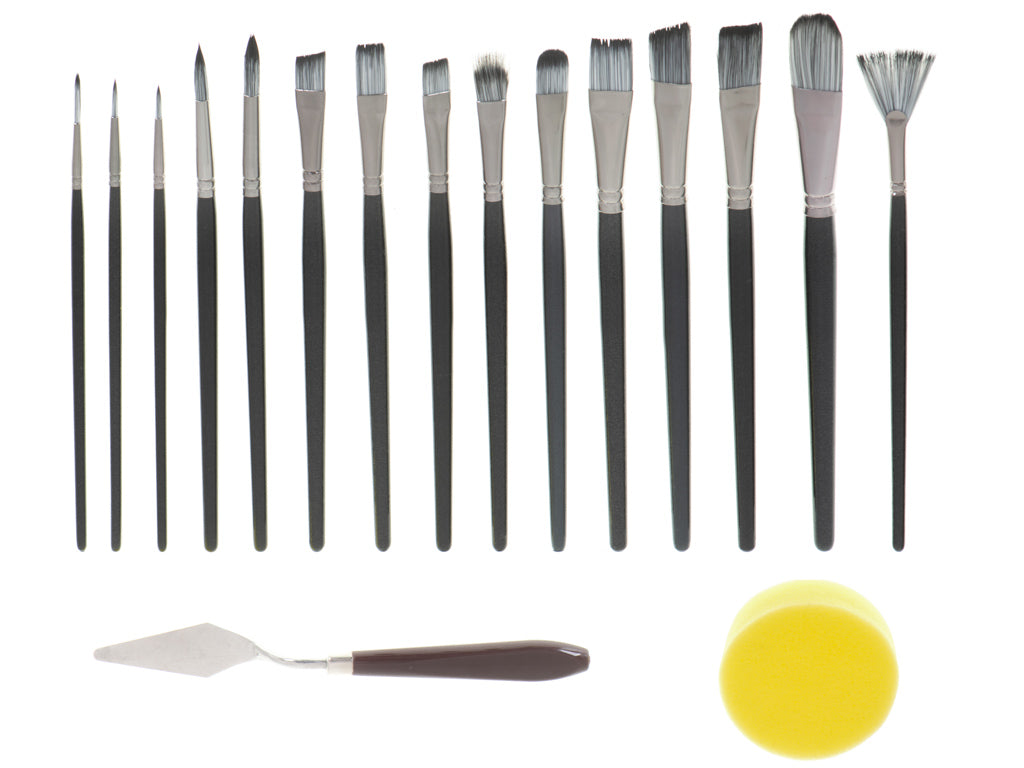 Set 15 pensule pentru pictat de diferite dimensiuni, Zola, cu husa pentru depozitare, neagra, 27x14x3 cm Set 15 pensule pentru pictat de diferite dimensiuni, Zola, cu husa pentru depozitare, neagra, 27x14x3 cm